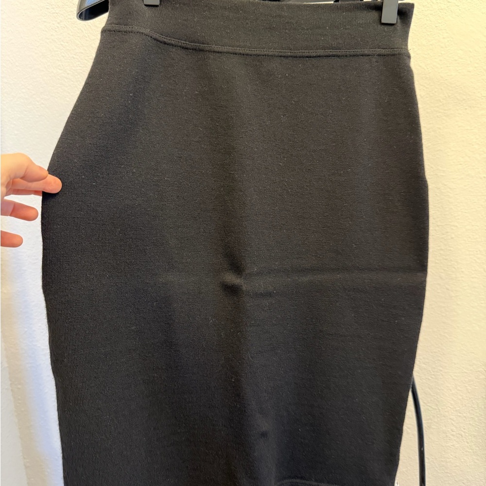 Vintage Marc Cain Classic Black Pencil Skirt in Stretchy Wool Knit